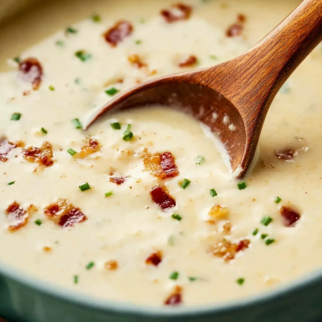 A wooden spoon in a bowl of soup.