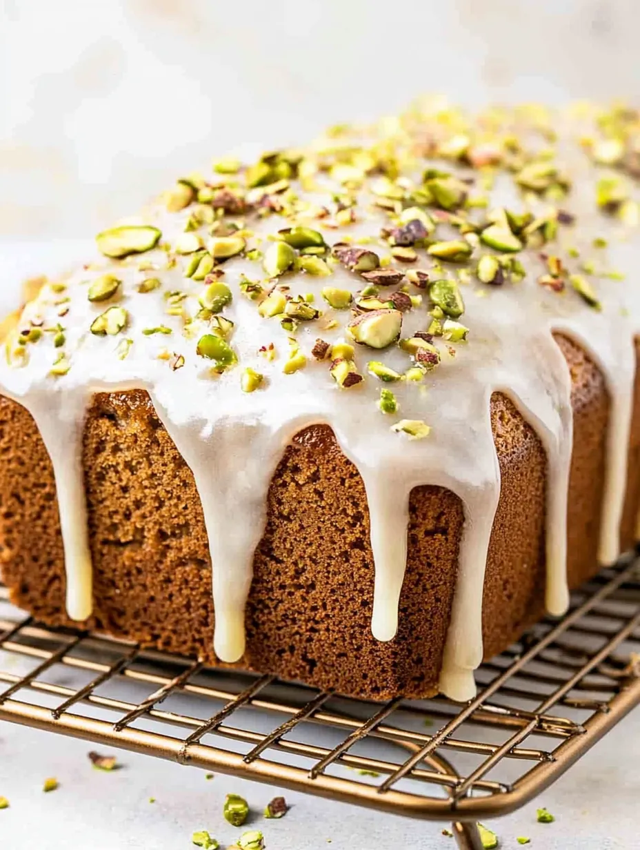 A loaf of bread with pistachio nuts on top.