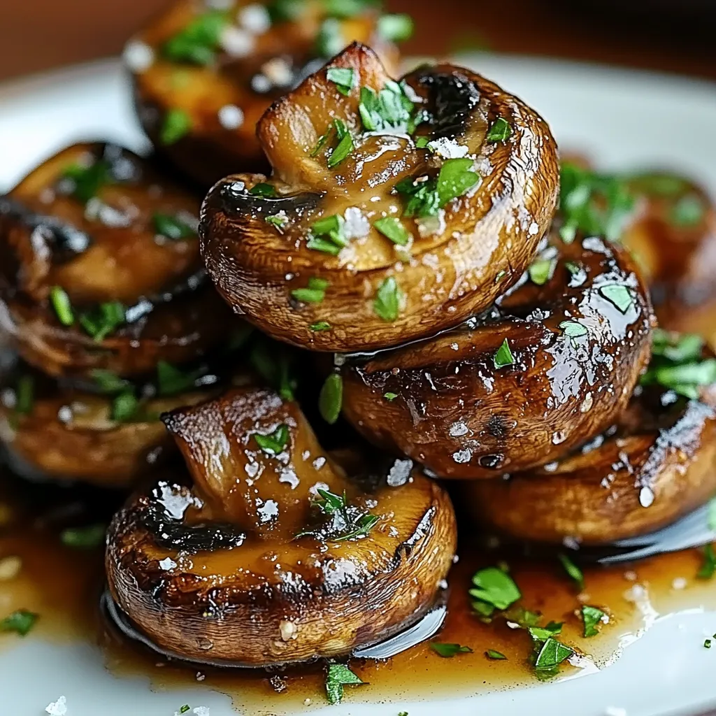 A plate of mushrooms with garlic butter.