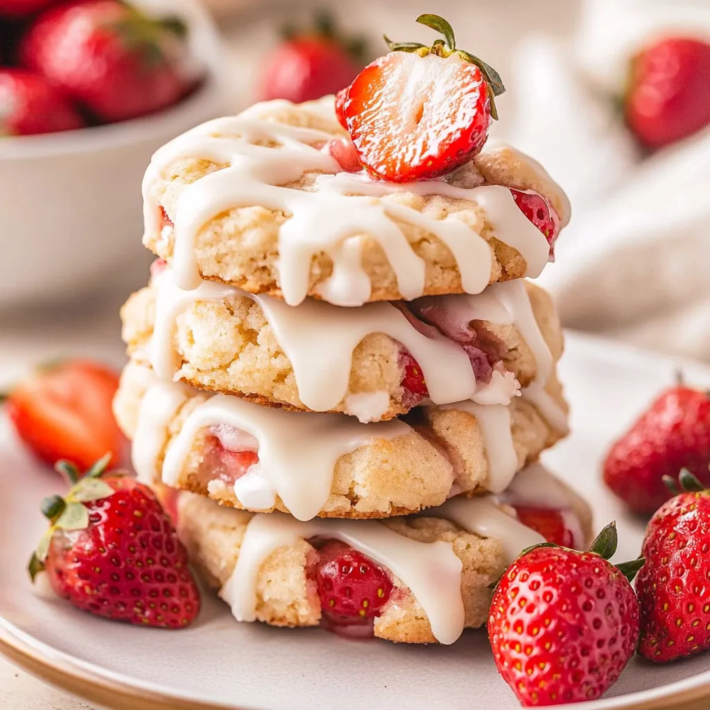 A stack of strawberry shortcake cookies.