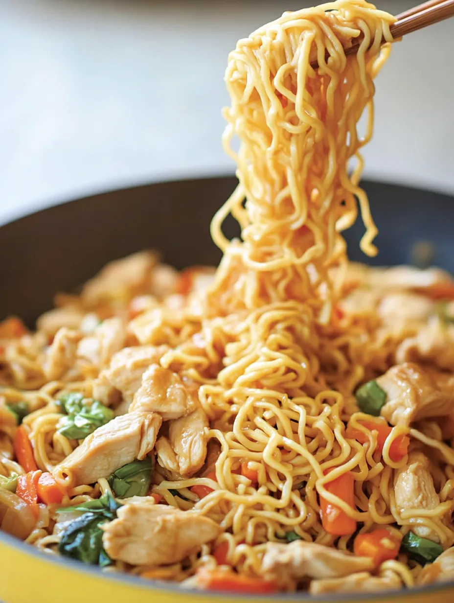 A bowl of Thai Peanut Chicken Noodles.