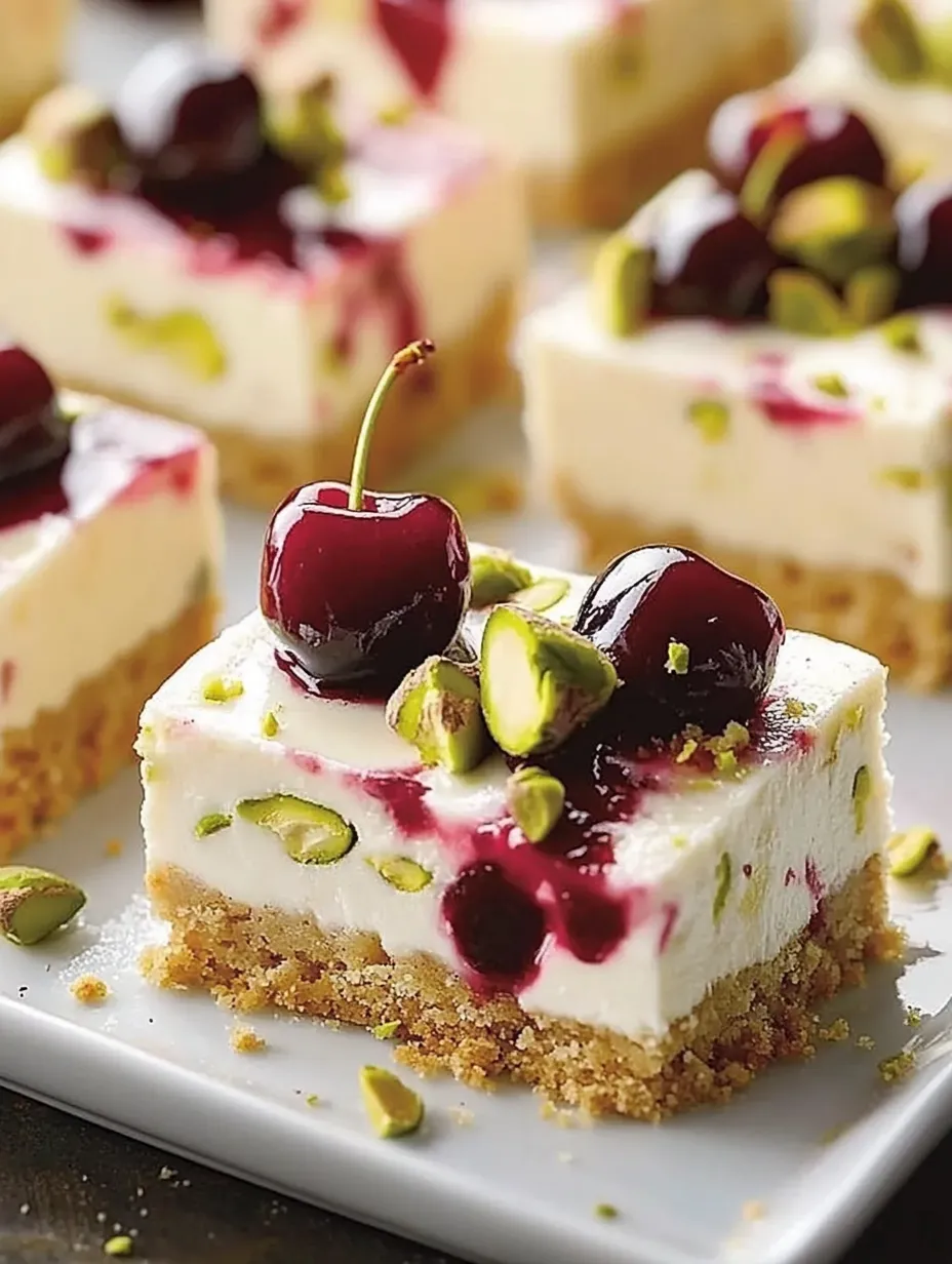 A slice of cheesecake with cherries on top.