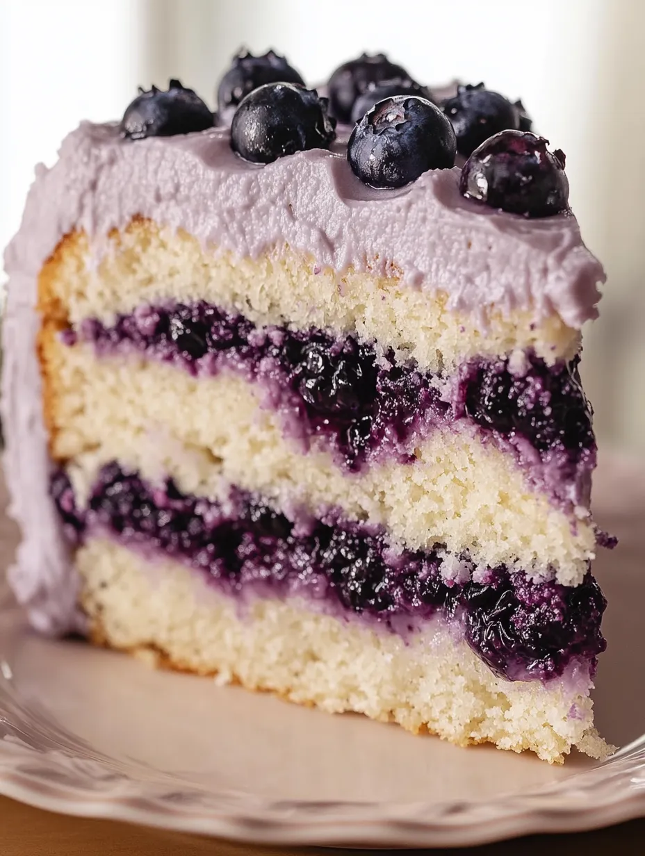 A slice of blueberry chiffon cake.