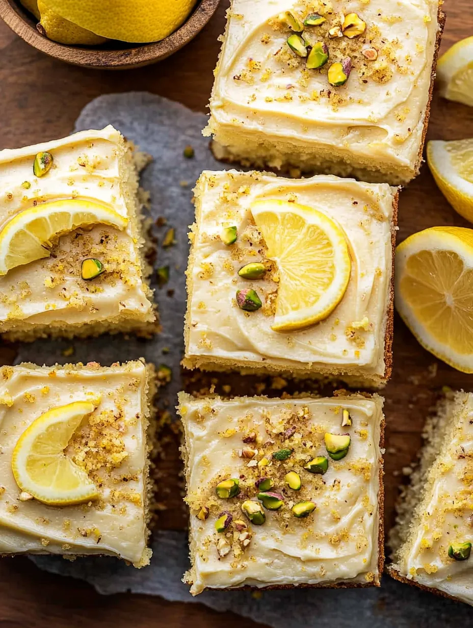 A slice of lemon pistachio cake.