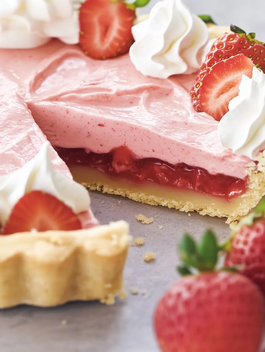 A slice of whipped strawberry tart.