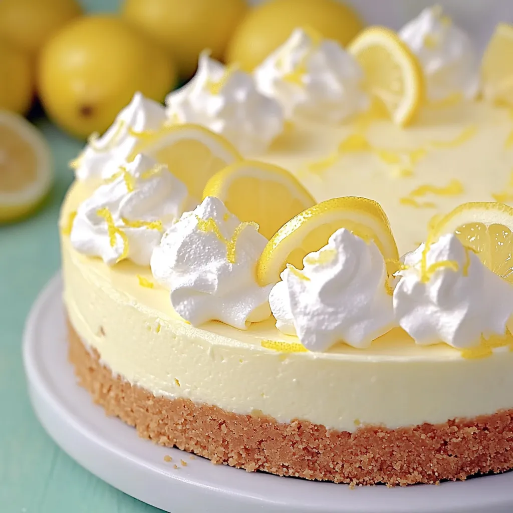 A slice of lemon cheesecake with white icing.