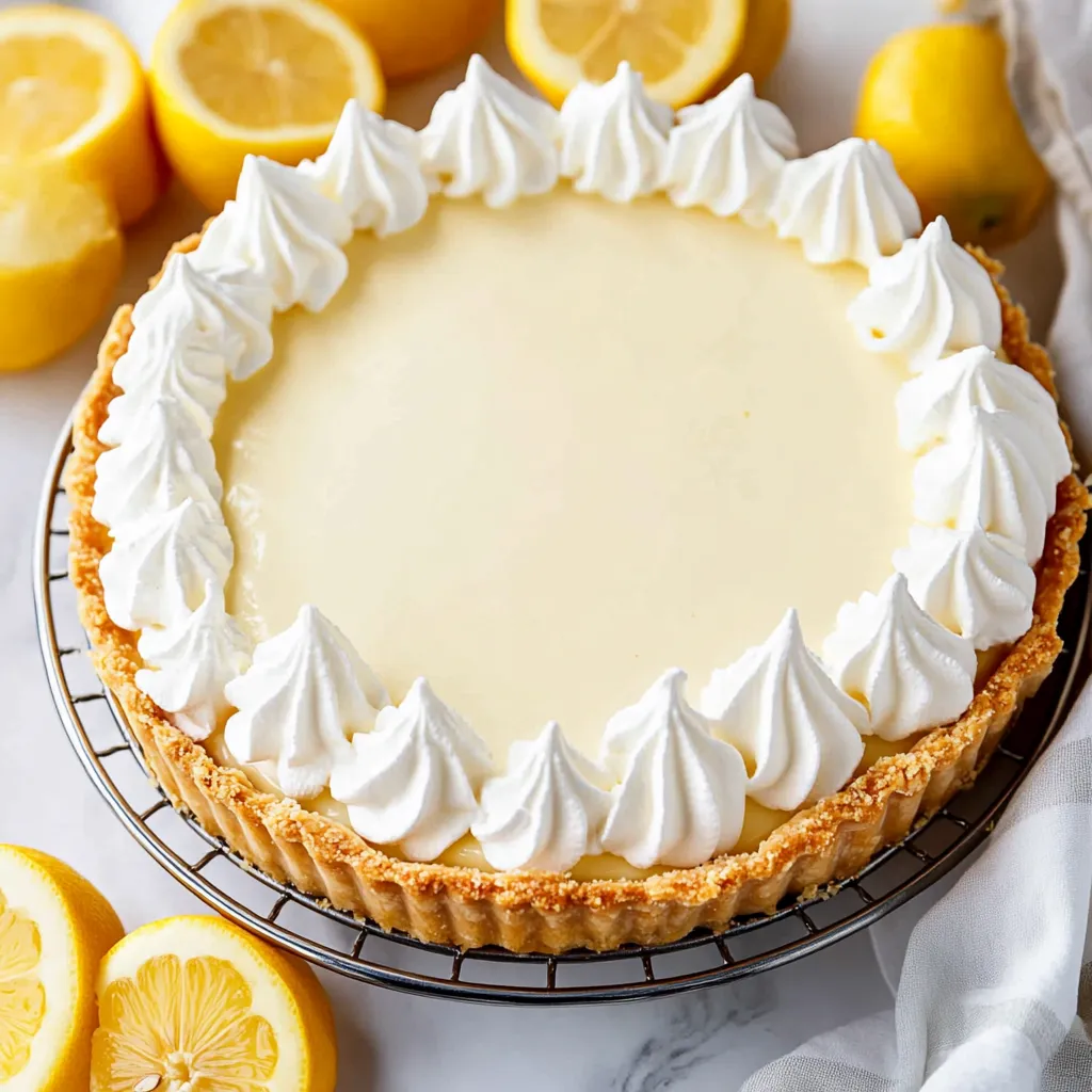 A slice of lemon icebox pie with whipped cream on top.