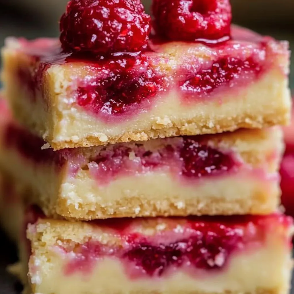 Three layers of Raspberry Swirl Cheesecake Bars.