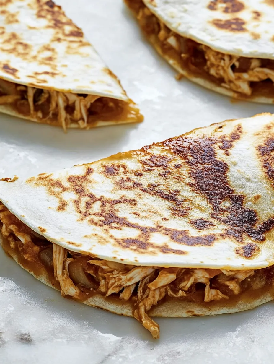 A BBQ chicken quesadilla on a white plate.