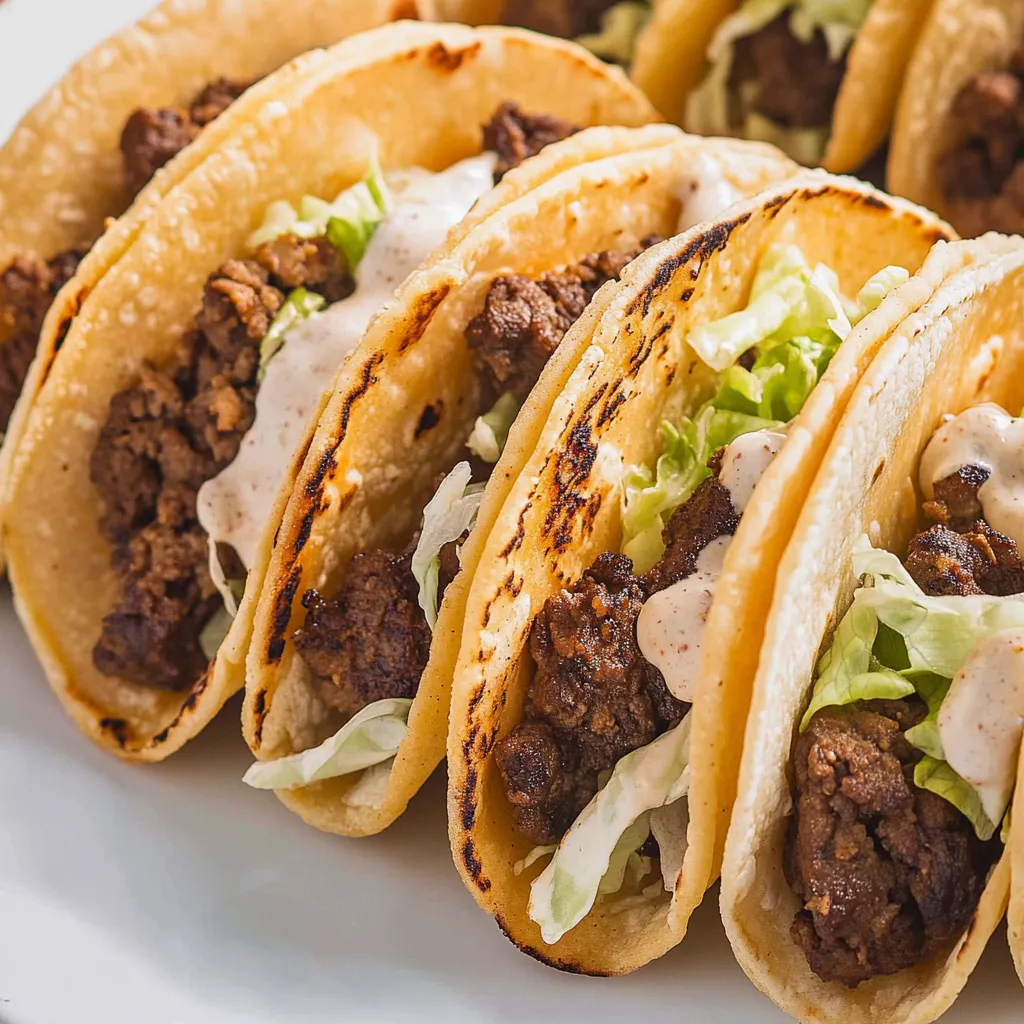 A plate of smash burger tacos.
