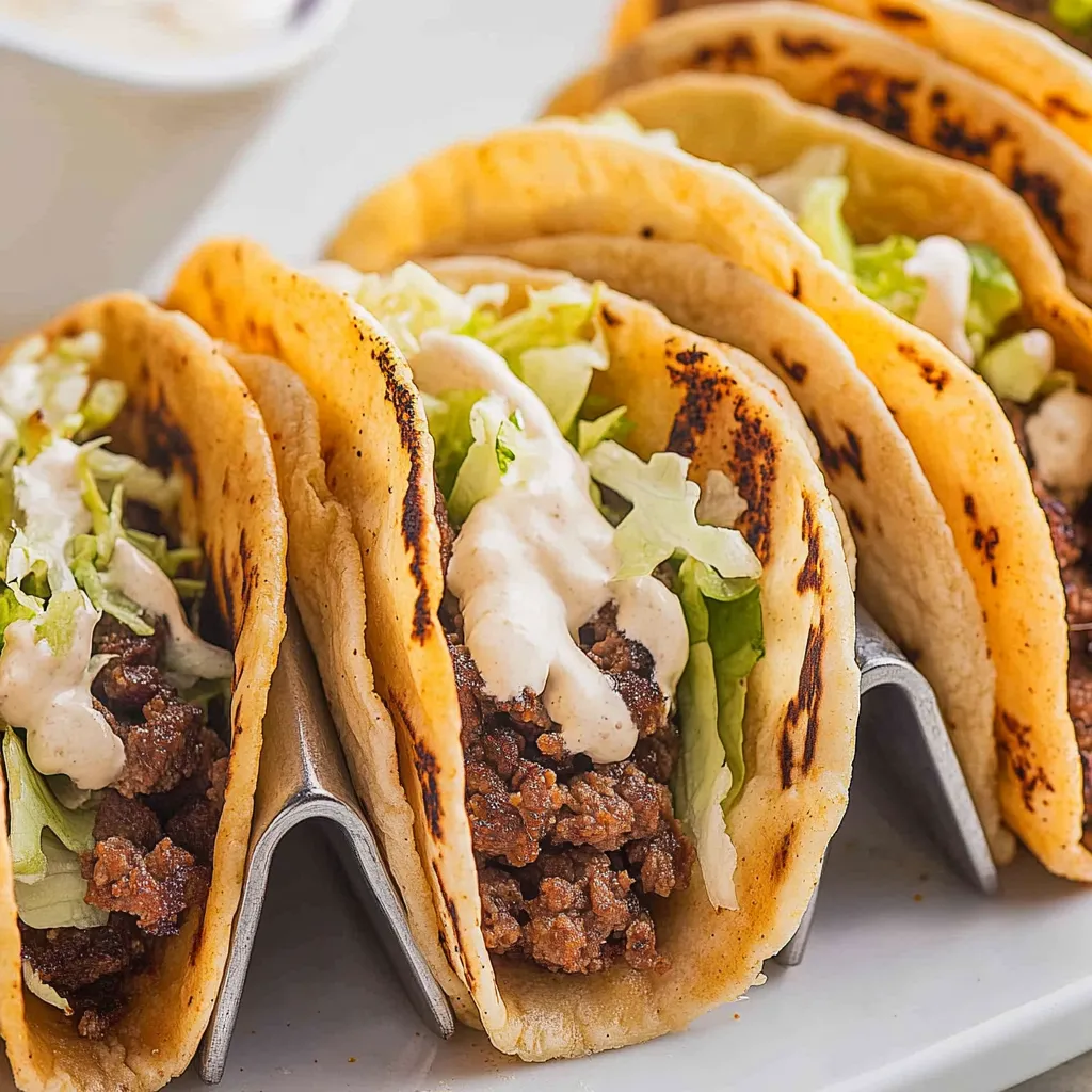 A plate of smash burger tacos.