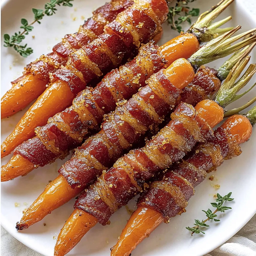 Maple bacon carrots on a plate.