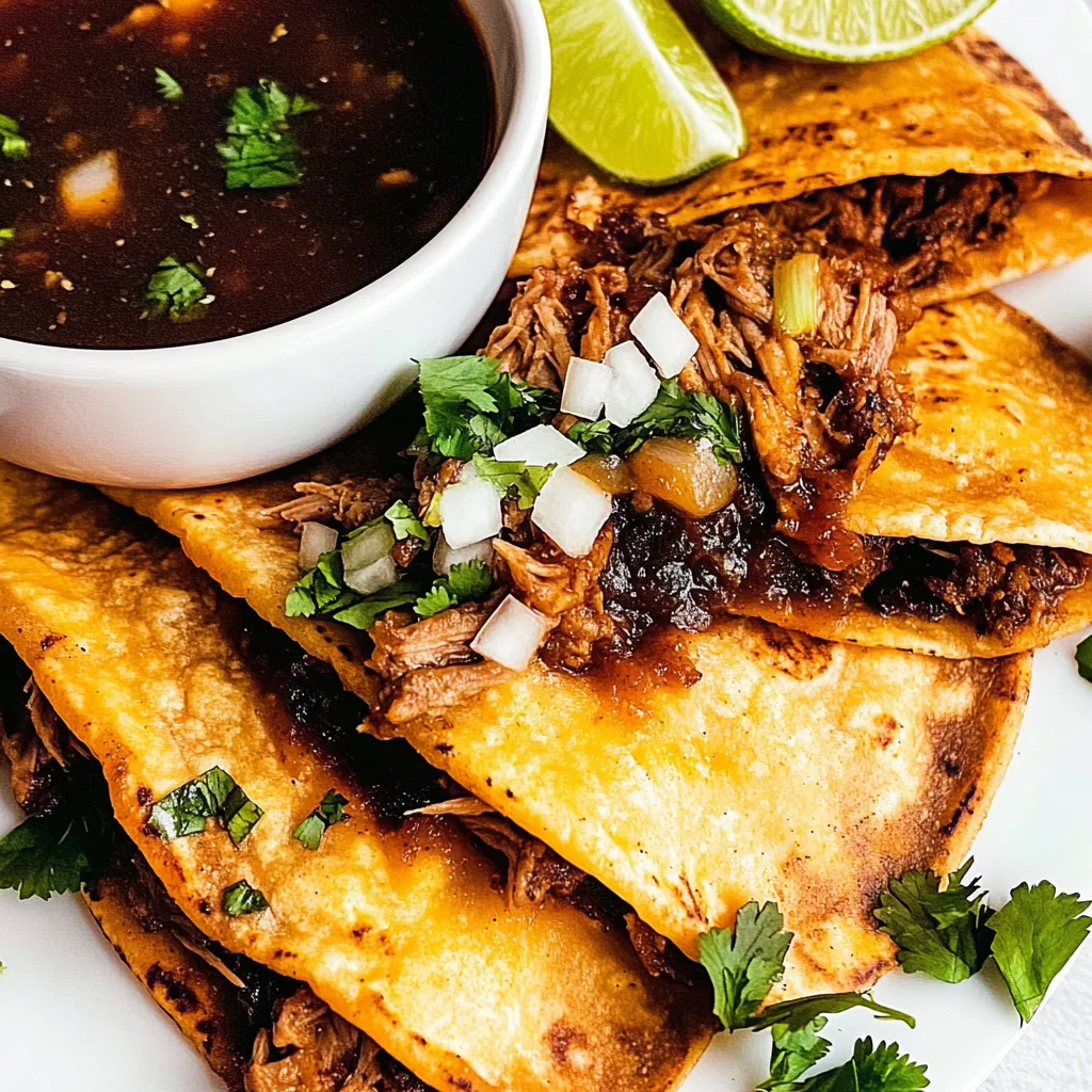 A plate of tacos with meat and a bowl of soup.