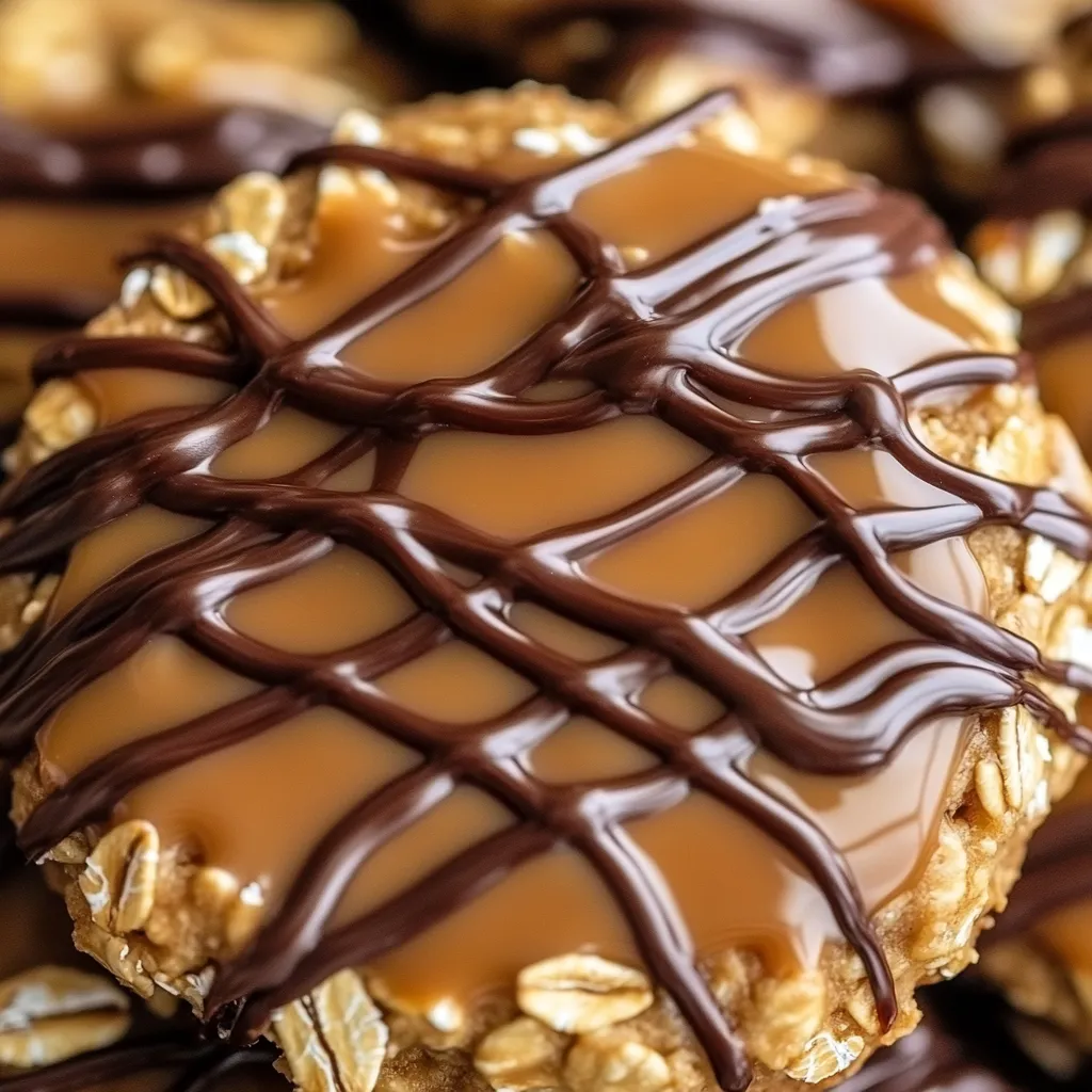 A close up of a chocolate caramel cookie with a topping of chopped nuts.
