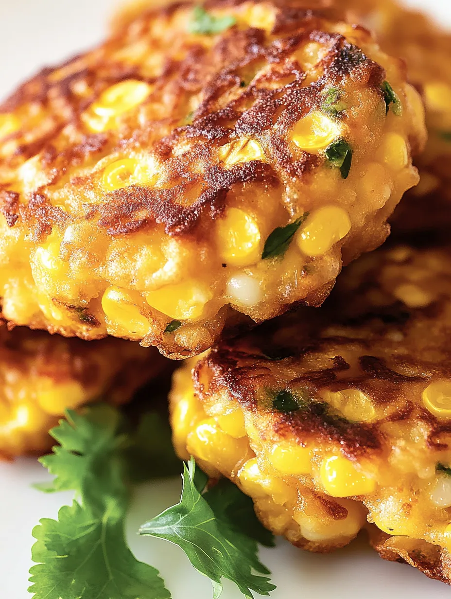 Cheesy corn fritters on a plate.