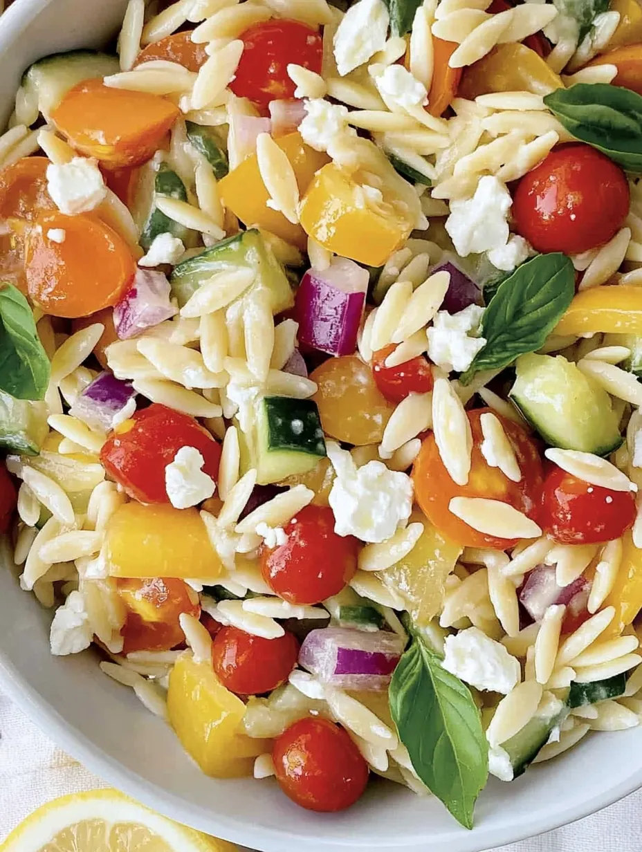 A bowl of pasta salad with various vegetables.