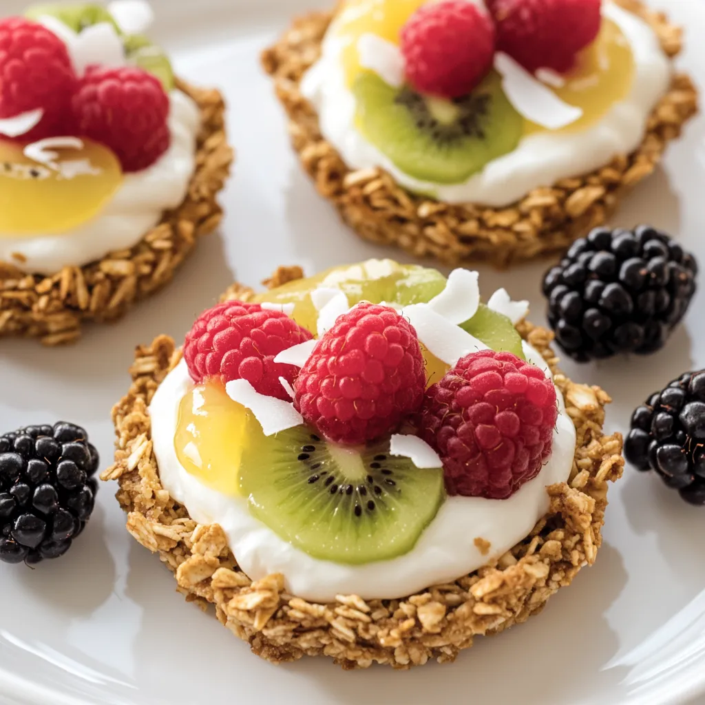 Breakfast fruit tarts with granola crust.