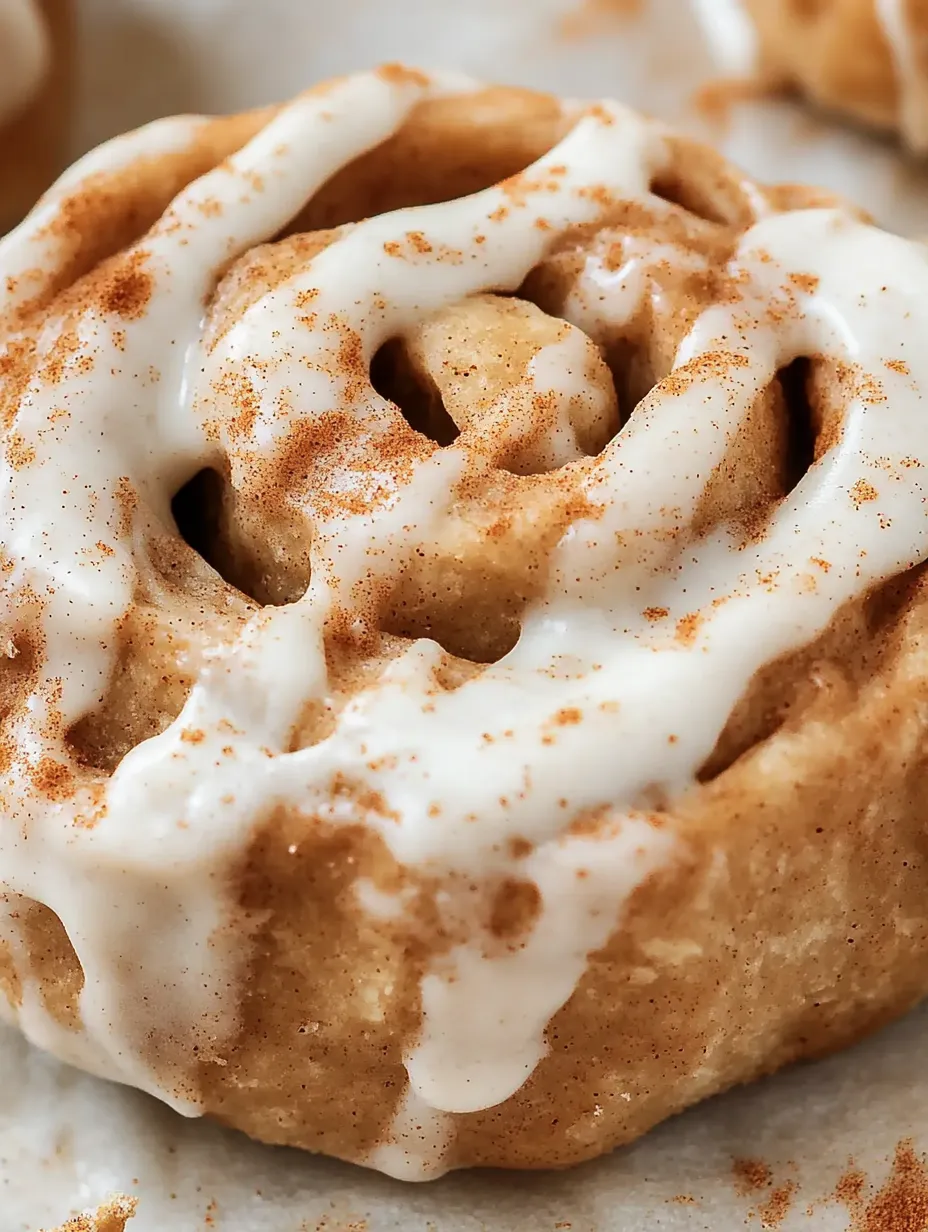 A cinnamon roll with white icing.