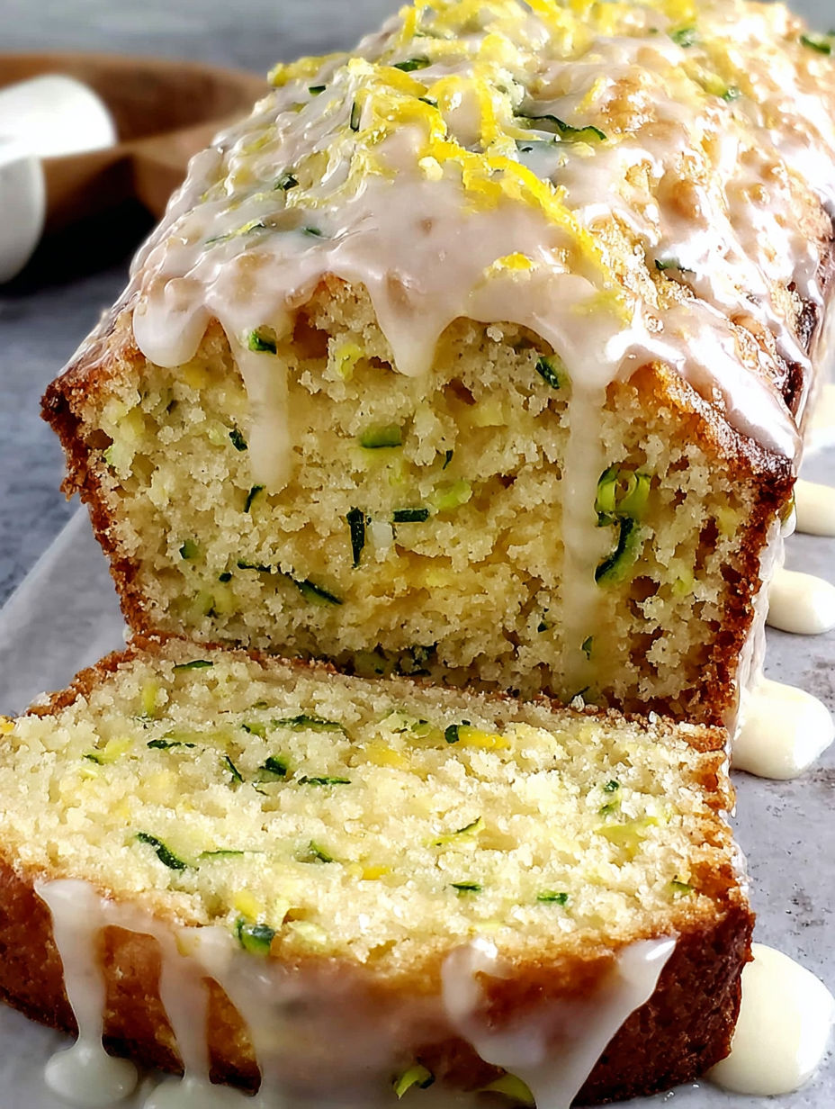 A slice of lemon zucchini loaf.