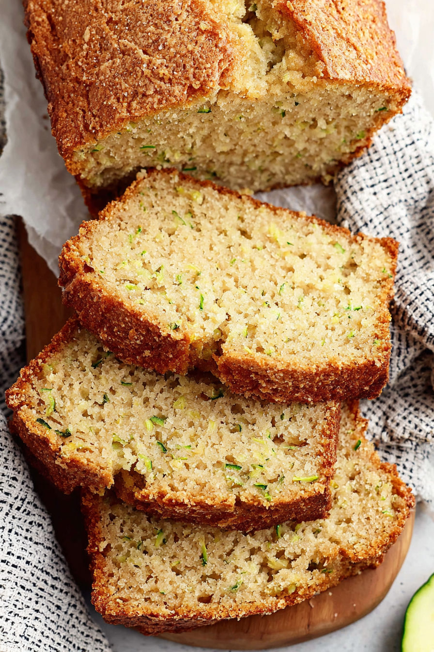 A stack of zucchini bread slices.