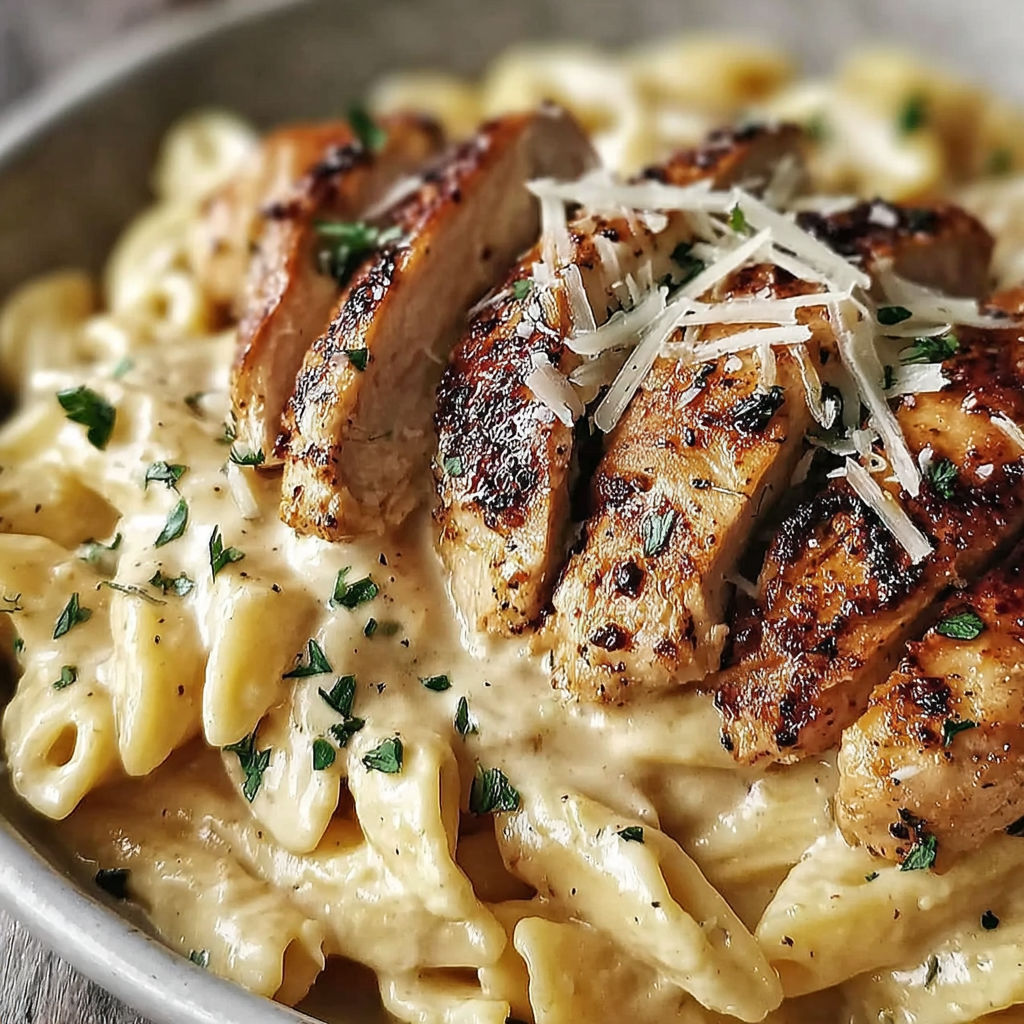 A bowl of creamy cajun chicken pasta.