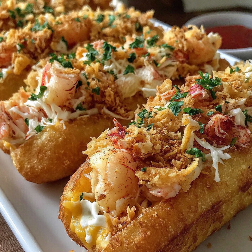 A plate of food with shrimp and cheese.
