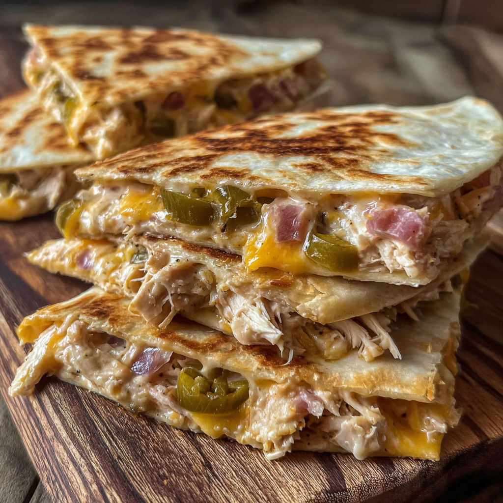A stack of chicken quesadillas.