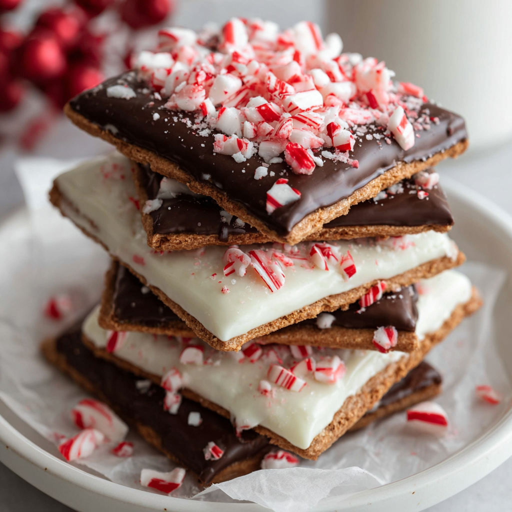 A stack of chocolate peppermint graham treats.