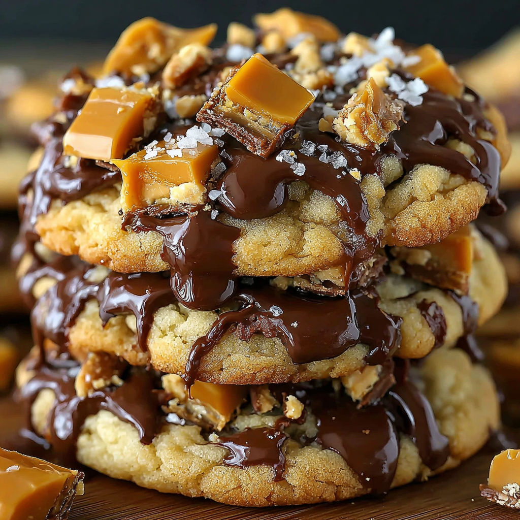 A stack of Butterfinger Caramel Crunch cookies.