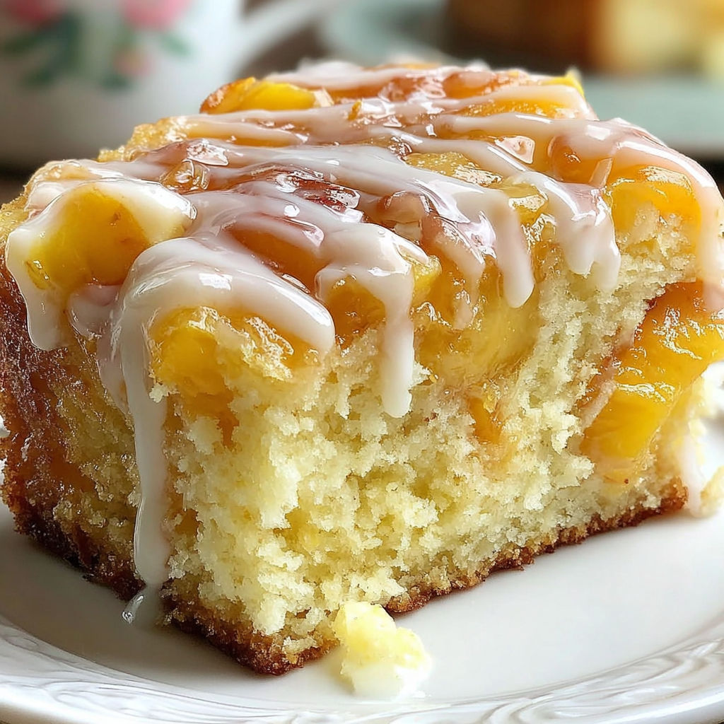 A slice of cake with a glaze on top.
