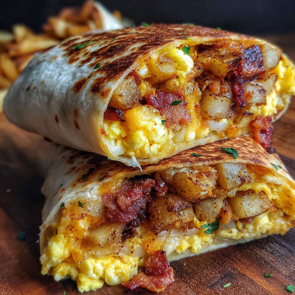 A bacon egg cheese wrap on a table.