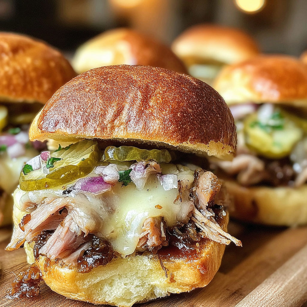 A close up of a delicious looking Cuban slider.