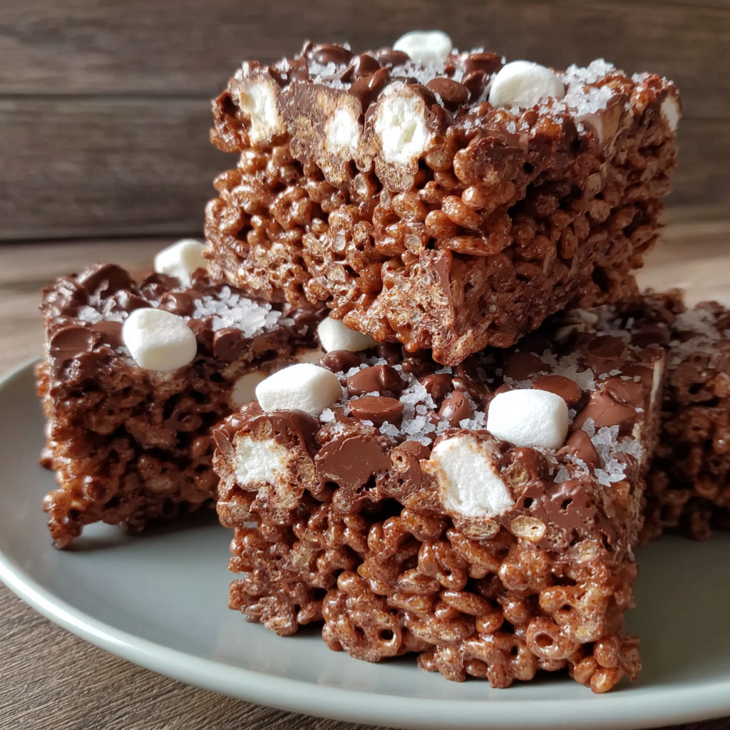 A plate of chocolate rice krispies.