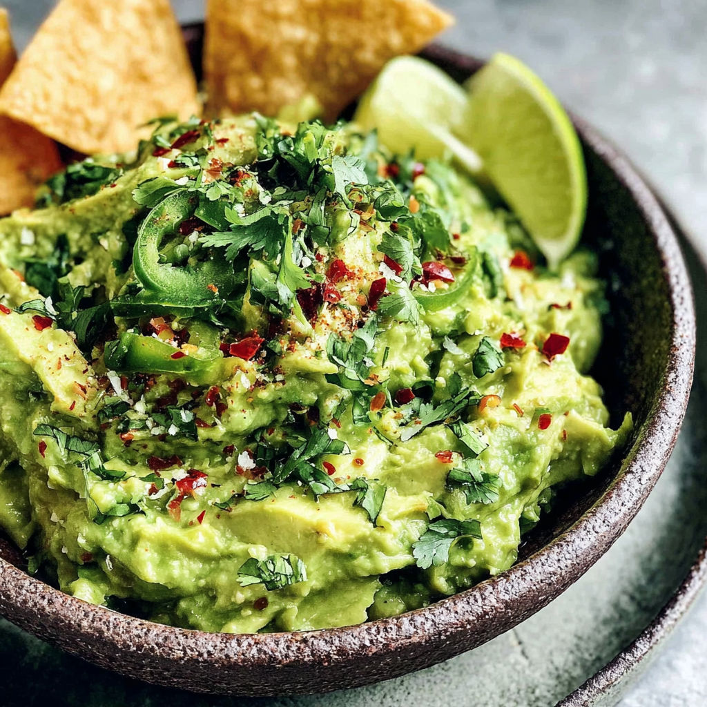 A bowl of guacamole with chips.