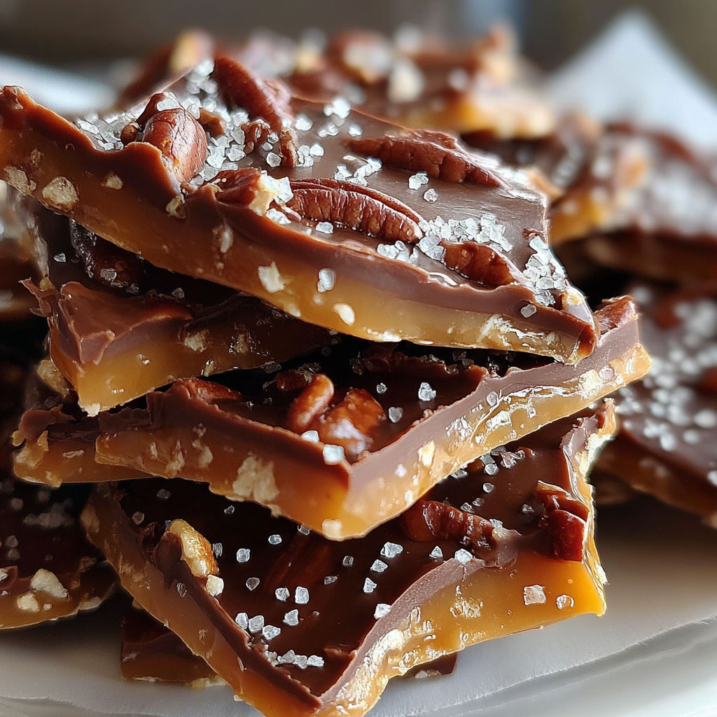 A stack of pecan bars with a sprinkle of sugar on top.