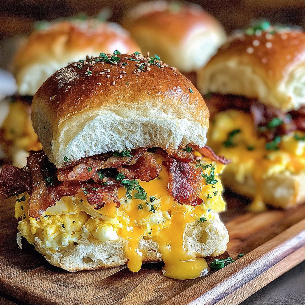A close up of a bacon and egg sandwich.
