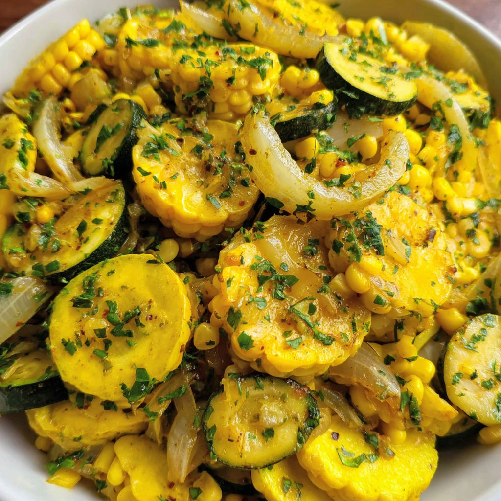A bowl of yellow squash and corn.