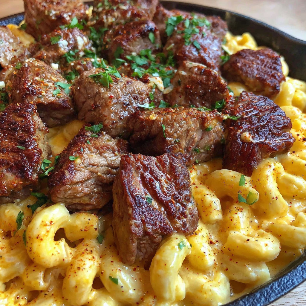 A close up of a plate of food with meat and macaroni.