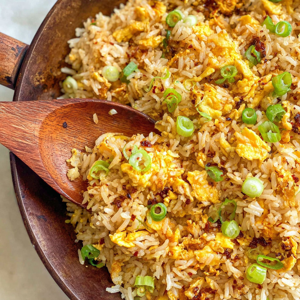 A bowl of rice with vegetables and meat.