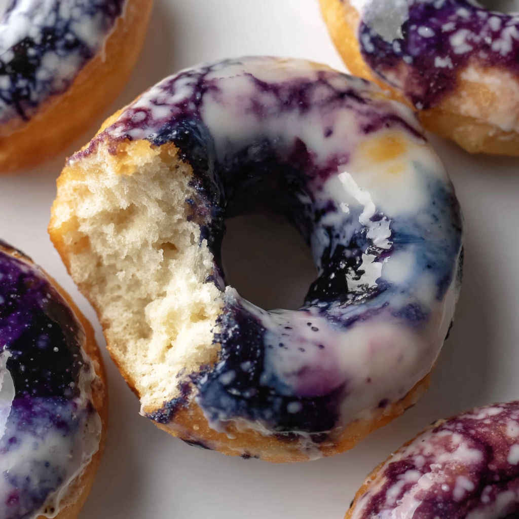 A donut with a bite taken out of it.