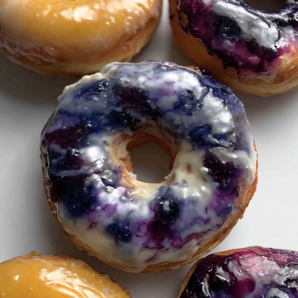 A donut with blueberry filling.