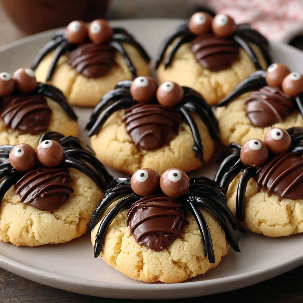 A plate of cookies with chocolate and peanut butter frosting and chocolate eyes.