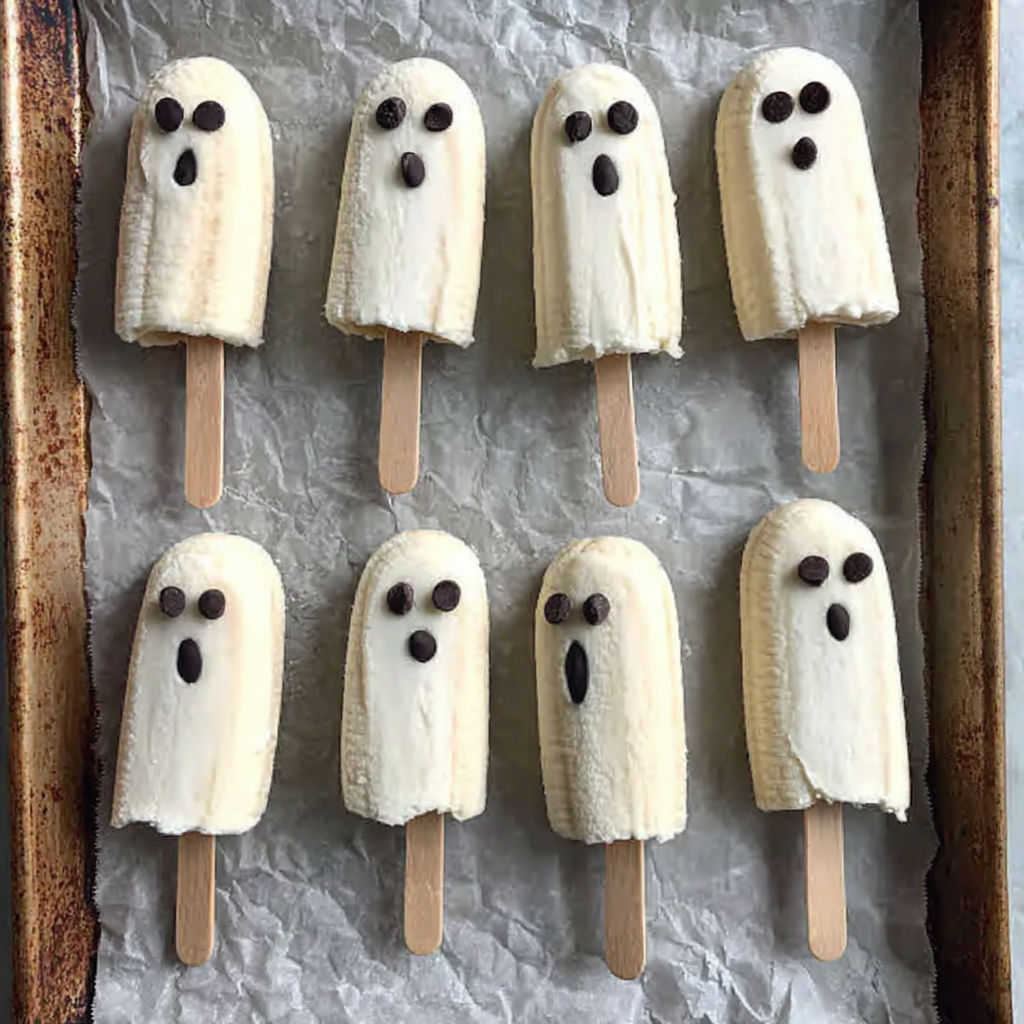 Banana popsicles with eyes drawn on them.