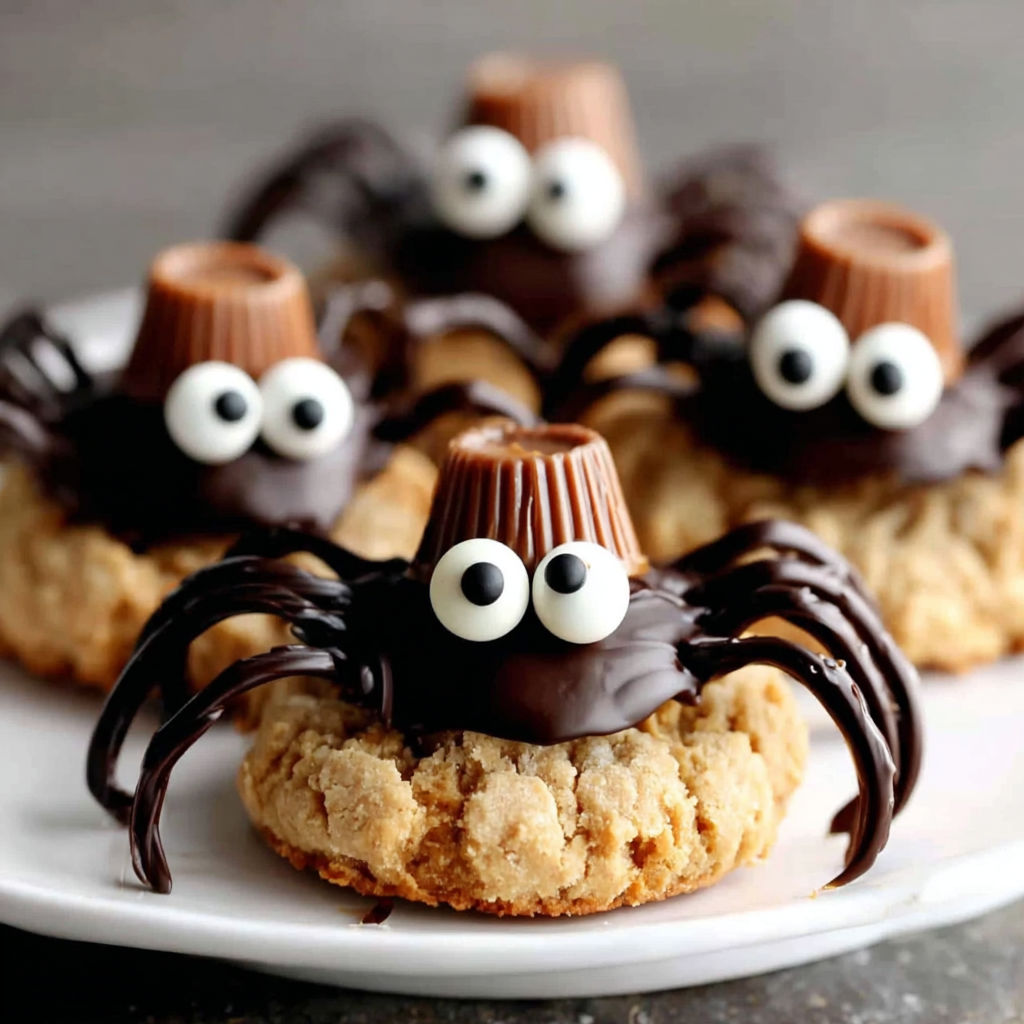 A plate of spooky vegan spider cookies.