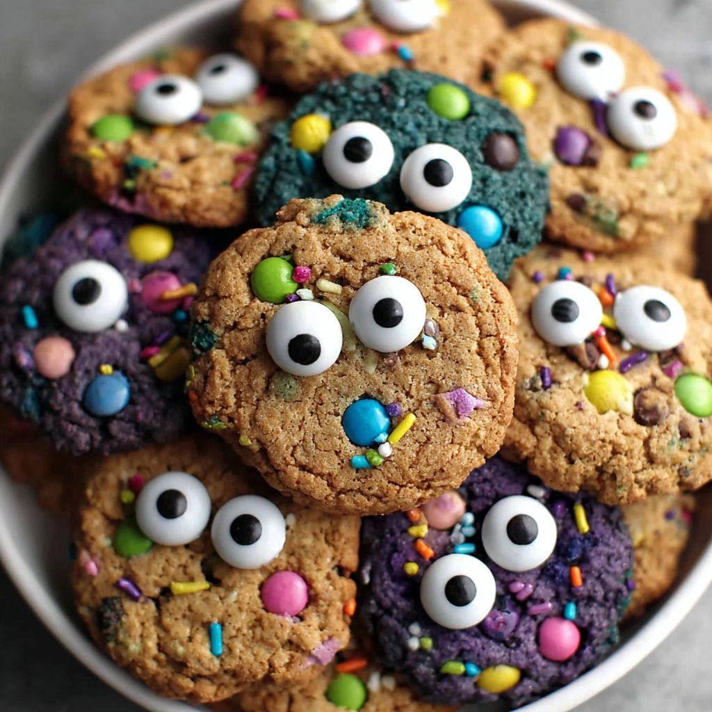 A bowl of cookies with eyes on them.