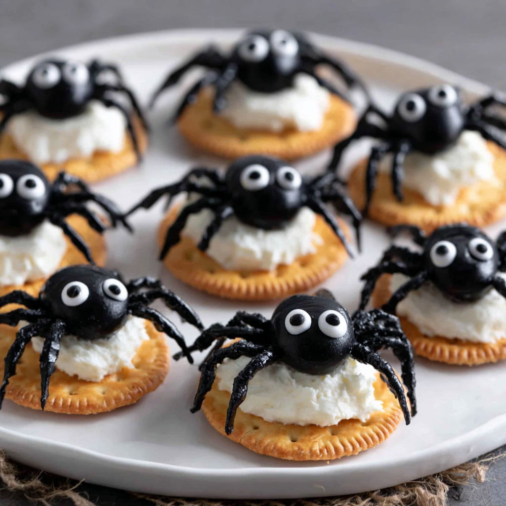 A plate of Halloween spider crackers.