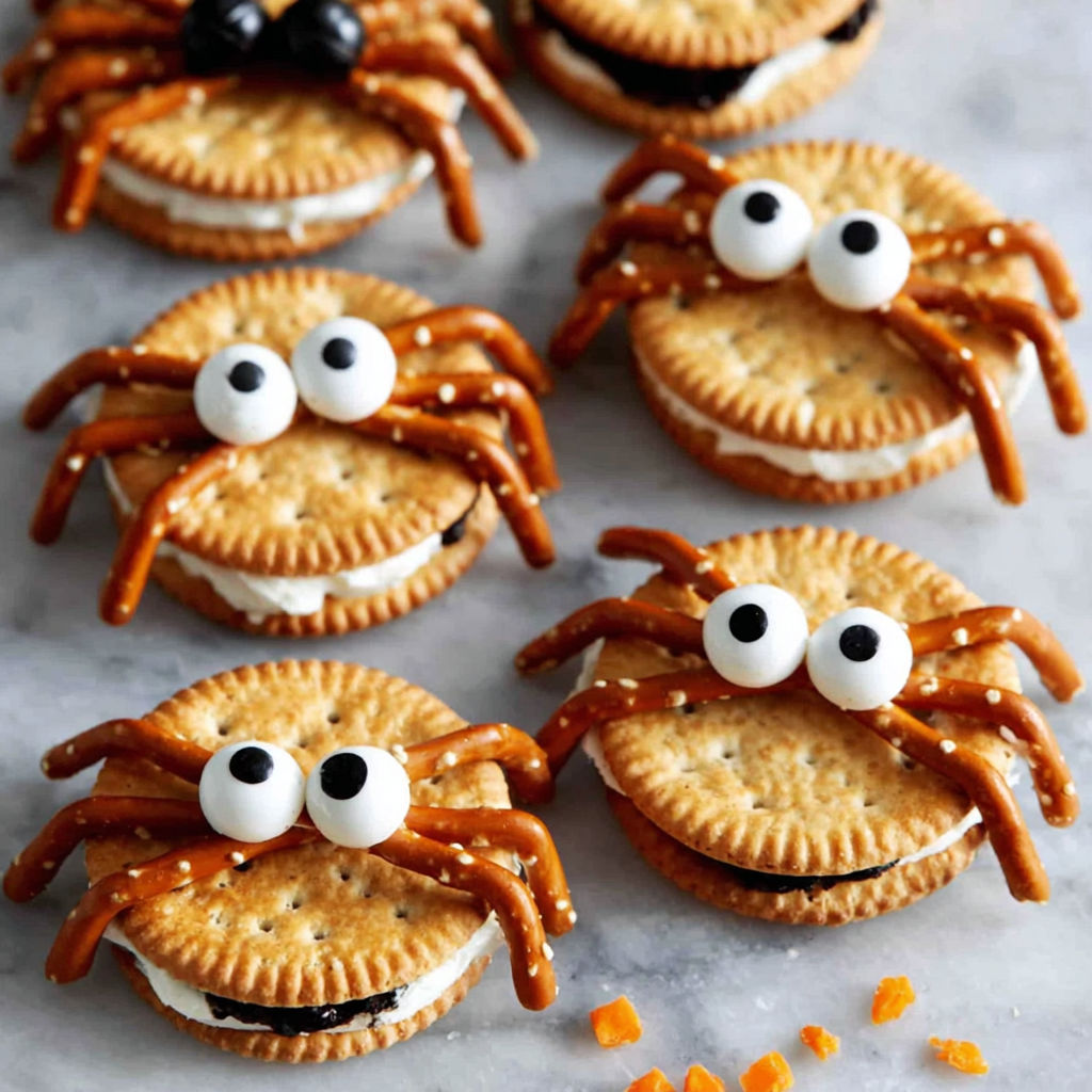 Spider-themed Ritz Cracker sandwiches.