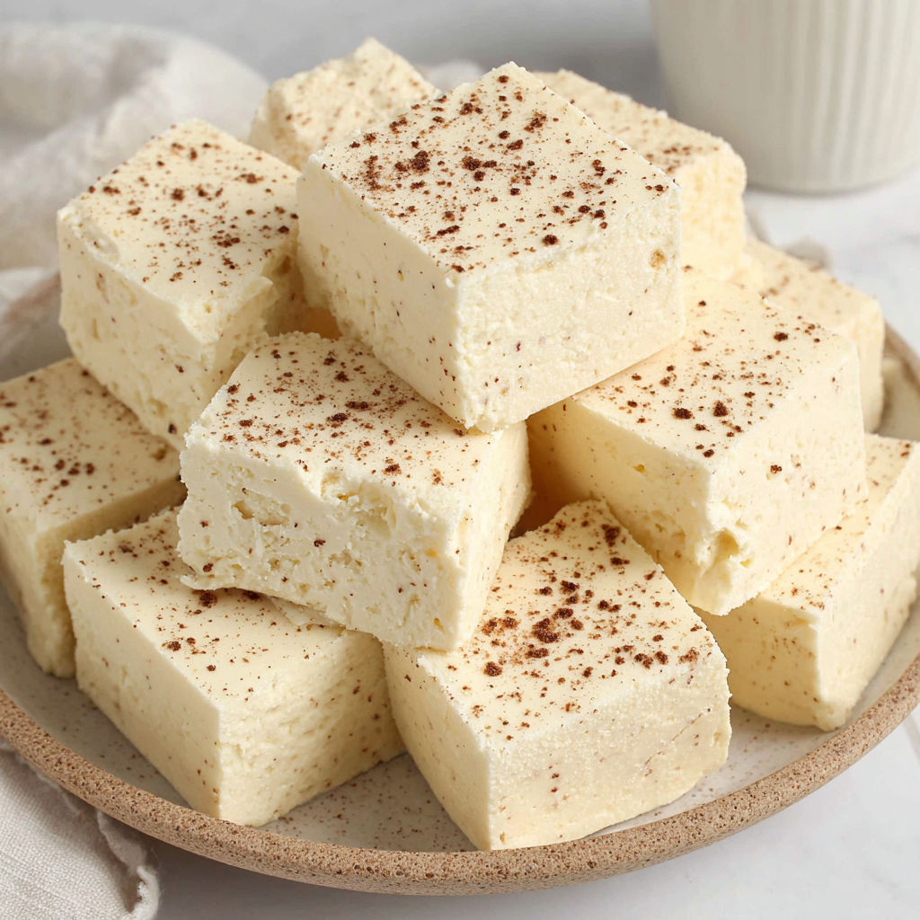 A plate of eggnog fudge.