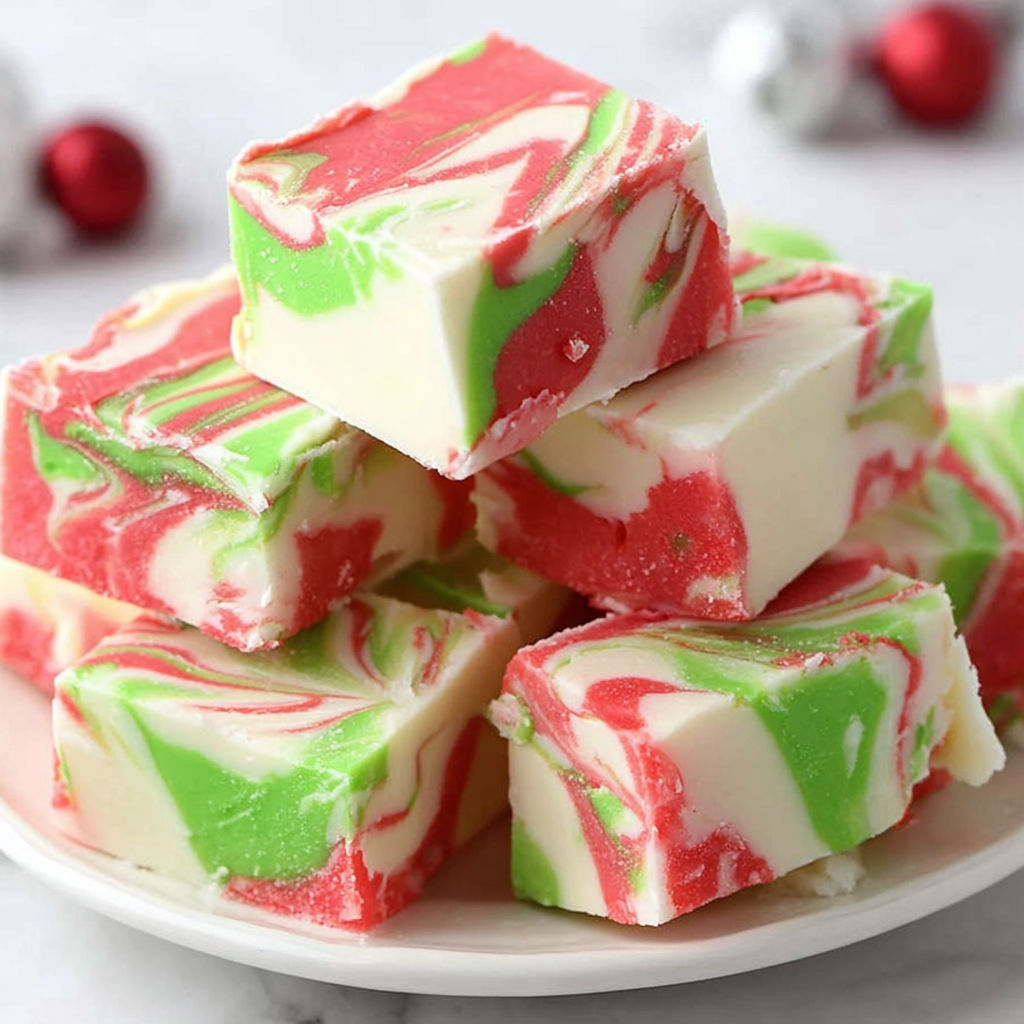 A stack of red and green fudge bars.