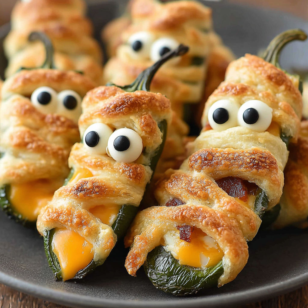 A plate of food with eyes and a mouth.
